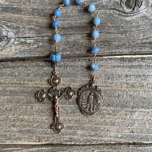 Our Lady of the Rosary single-decade Rosary, Our Lady of Fatima, Tenner, blue Oregeon Opal