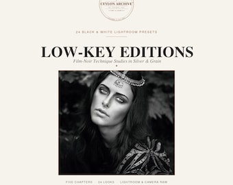 Low-Key Editions 24 Black and White Lightroom Presets, Film Noir Photo Filters for Portrait and Street Photography, Mobile and Desktop