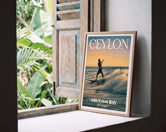 Arugam Bay Poster — Sri Lanka Surf Town Vintage Travel Print | Beach Wall Art, Ceylon Archive No.09