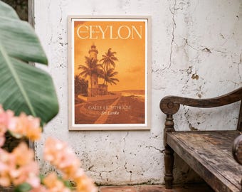 Galle Fort Lighthouse Poster — Sri Lanka Vintage Travel Print | Coastal Wall Art, Ceylon Archive No.05
