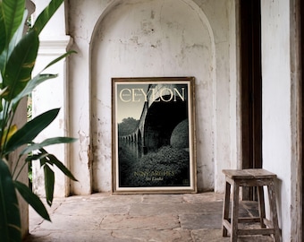 Nine Arch Bridge Poster — Ella Sri Lanka Vintage Travel Print | Train Bridge Wall Art, Ceylon Archive No.04