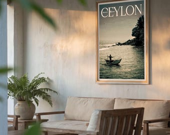 Fisherman's Cove Poster — Sri Lanka Vintage Travel Print | Fishing Village Wall Art, Ceylon Archive No.11