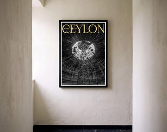 Ceylon Archive – Ascent in Silence | Black & White Sri Lanka Print | Kotmale Stupa Photography | Ceylon Fine Art Poster
