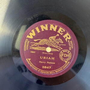 Harry Hudson Uriah 78 RPM Winner 3847 Shellac Record