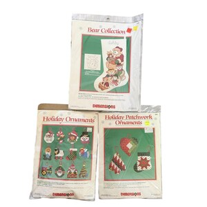 Lot 3 Zestawy świąteczne Vintage Dimensions Ozdoby świąteczne Skarpety patchworkowe