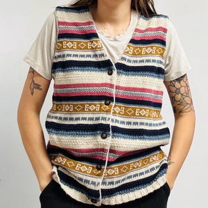 Colorful Striped Knit Sweatervest