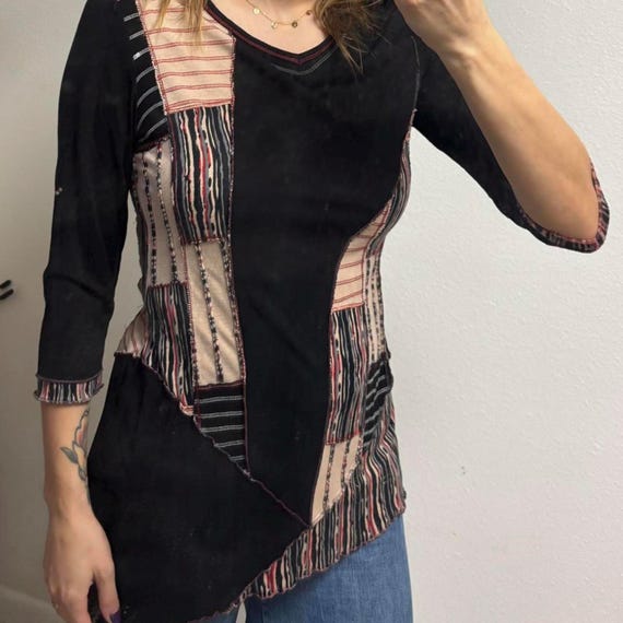 Y2K Asymmetrical Patchwork Top - image 2