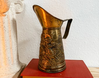 Brass Embossed Pitcher Vase