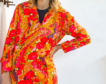 Bright Floral 1970s Shirt