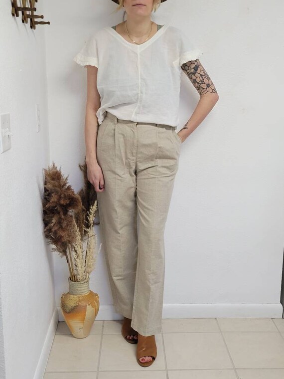 Douuod Beige viscose blend trousers