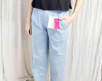 90s Liz Claiborne Blue Pinstripe High Waisted Trousers with Belt