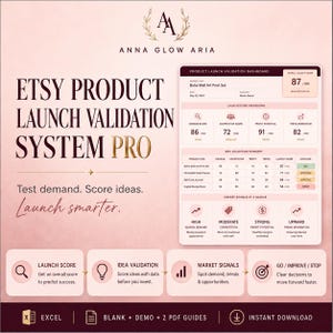 Etsy Product Launch Planner, Product Validation Workbook, Seller Launch Spreadsheet