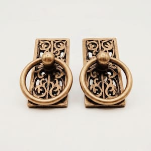 2,2 inch vintage messing kastgreep, decoratieve ringvormige ladehandgrepen, antiek Victoriaans kastbeslag