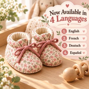 Patron de couture PDF pour chaussons bébé, chaussures à semelle souple, 0-24 mois (Téléchargement numérique)