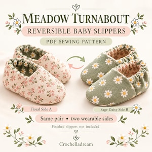 Reversible Baby Slippers Sewing Pattern, Soft Sole Booties (PDF)