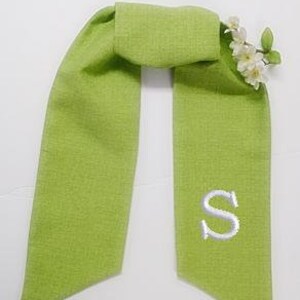 Wreath sash, Monogram, Personalized, Custom made,  Green outdoor home decor fabric Easter, Spring, Summer wreath sash