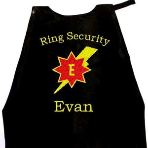 Ring Security Super Hero Cape  Ring Bearer Lightning Bolt  Embroidered Ring Bearer Cape Personalized Wedding Photo Op