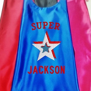 Super Hero Cape, Kid&#39;s Cape,Super Star Costume Cape, Embroidered Personalized with Monogram  Proudly Made in USA