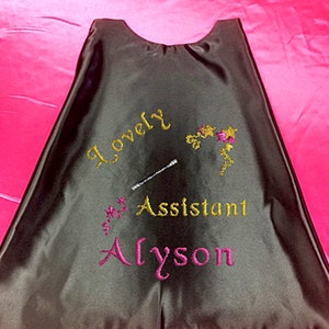Magician Cape!  Magician Assistant Cape,   The Great Magician Cape with your child&#39;s Name  Embroidered Personalized Superhero cape