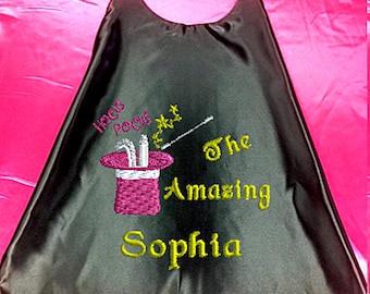 Kid's Cape,  The Amazing  Magician Cape with your child's Name  Embroidered Personalized Superhero cape  Proudly Made in USA