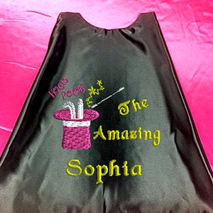 Magician Kid's Cape, The Amazing Magician Cape with your child's Name Embroidered Personalized Superhero cape Proudly Made in USA image 4