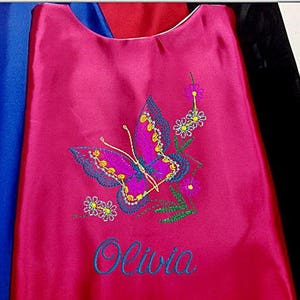 Super Hero Cape,  Embroidered Butterfly Cape, Girls Cape Personalized with Name