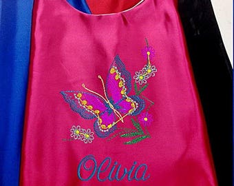 Super Hero Cape,  Embroidered Butterfly Cape, Girls Cape Personalized with Name