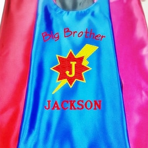 Superhero cape Kid's cape, Super Hero Cape Big Brother cape Custom Embroidered Personalized image 1