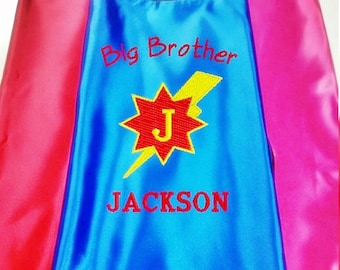Superhero cape  Kid's  cape,   Super Hero Cape Big Brother cape Custom Embroidered   Personalized