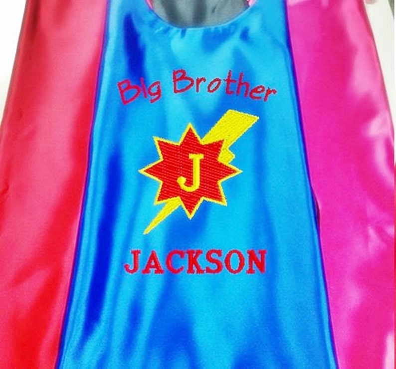 Superhero cape Kid's cape, Super Hero Cape Big Brother cape Custom Embroidered Personalized image 1