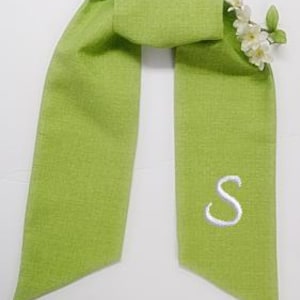 Wreath sash, Monogram, Personalized, Custom made,  Green outdoor home decor fabric Easter, Spring, Summer wreath sash