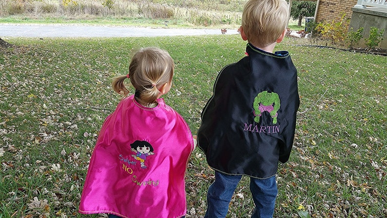 Superhero cape Kid's Cape Diamond Shield Custom Embroidered Personalized With Name And Initial image 4