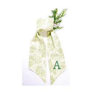 Wreath sash, Monogram, Personalized, Custom made, GreenToile home decor fabric wreath sash