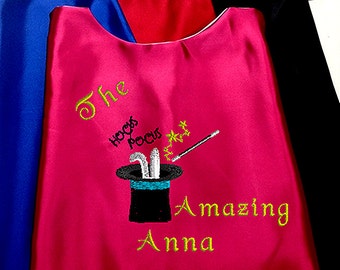Magician Kid's Cape,  The Amazing Magician Cape with your child's Name  Embroidered Personalized Superhero cape  Proudly Made in USA