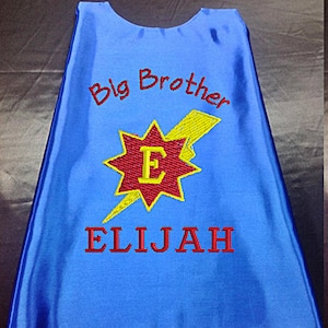 Superhero cape  Kid's  cape,   Super Hero Cape Big Brother cape Custom Embroidered   Personalized with name  Proudly Made in USA