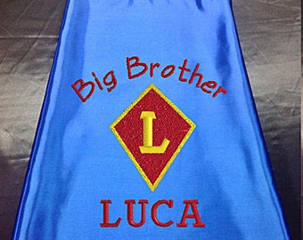 Kids Cape, Superhero Shield cape Embroidered Big Brother Cape Personalized with Name and Initial  Proudly Made in USA