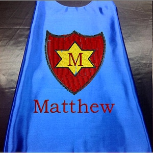 Kids Cape Embroidered Super Hero CRASH Cape Personalized with Monogram Royal Blue