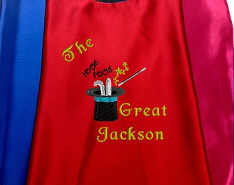 Kid's Cape,  The Great Magician Cape with your child's Name  Embroidered Personalized Superhero cape  Proudly Made in USA