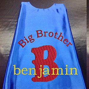 Super Hero KID'S's Cape, Personalized Big Brother Cape Embroidered with Monogram and Name Royal Blue image 1