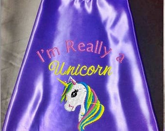 Unicorn super Hero kid's Cape,  Unicorn Cape, Girls Cape, Purple  Embroidered Personalized