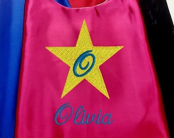 Personalized Embroidered  Star Cape Personalized with Name and Initial