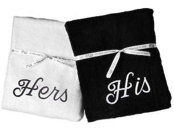 His & Hers  Wedding Gift Towel Set of Two Beach, Bath, Pool Towels