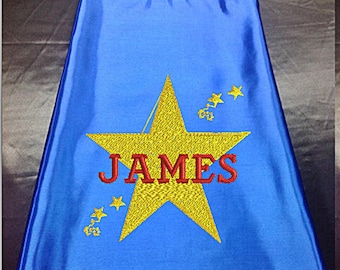 Kids Cape,  Embroidered Star Cape Personalized with Name