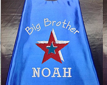 Super Hero Cape, Kids Cape!  Big Brother Cape  Embroidered  Personalized with Name
