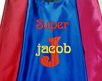 Superhero KID'S's Cape,   Super Hero Cape, Kid's Cape, Superhero, Costume Cape,  Embroidered Personalized