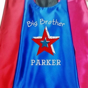 Birth Annoucement Super Hero Cape, Kids Cape!  Big Brother Cape  Embroidered  Personalized with Name