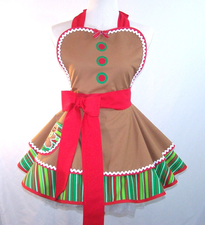 Christmas Apron Gingerbread Men Gingerbread Girl image 0