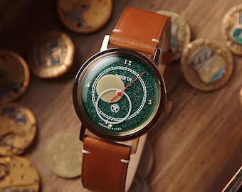 Bardzo rzadki zegarek Raketa Copernicus z zieloną tarczą / Nienoszony, zabytkowy, radziecki, unisexowy zegarek na rękę (z personalizacją). Prezent dla mężczyzny.