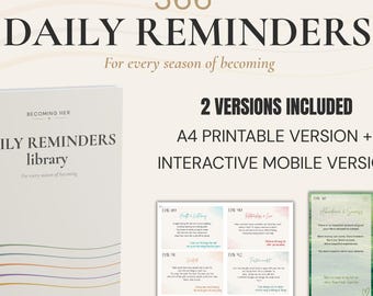 366 Daily Reminder Cards: Interactive Mobile PDF & Printable A4 Bundle