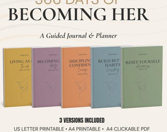 Personal Growth Planner: 366-Day Undated Guided Journal with Printable & Clickable PDFs